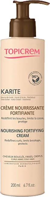 Topicrem Leave-in care for curly and frizzy hair Karite (Nourishing Fortifying Cream) 200 ml thumbnail 1