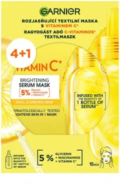 Garnier Set of brightening fabric masks with vitamin C 4+1 pcs thumbnail 1