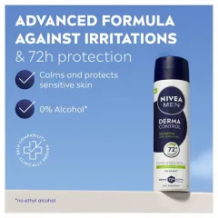 Nivea Antiperspirant spray for sensitive skin Men Derma Control Sensitive (Antiperspirant) 150 ml thumbnail 2