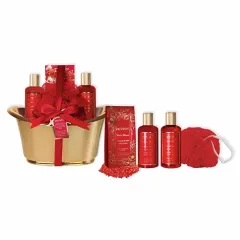 Parisax Bath gift set in a golden tub Frozen Strawberries & Vanilla 5 pcs thumbnail 1