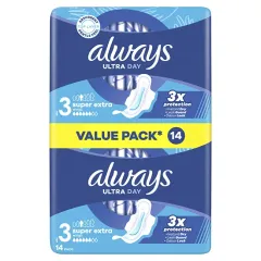 Always Ultra Day Super Extra Duo sanitary napkins 14 pcs thumbnail 1