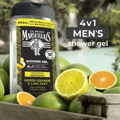 Le Petit Marseillais Shower gel for body, face, hair and beard Green Orange & Lime Zest 400 ml thumbnail 2