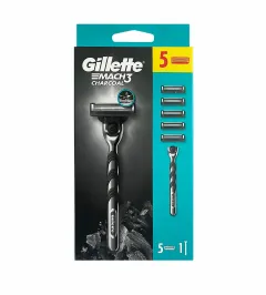 Gillette shaver + head 5 pcs Mach3 Charcoal thumbnail 1
