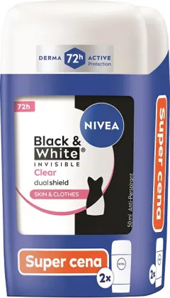 Nivea B&W Invisible Clear Duo solid antiperspirant set 2 x 50 ml thumbnail 1