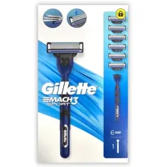 Gillette Mach3 Sport Razor + Spare Heads 6 pcs thumbnail 1