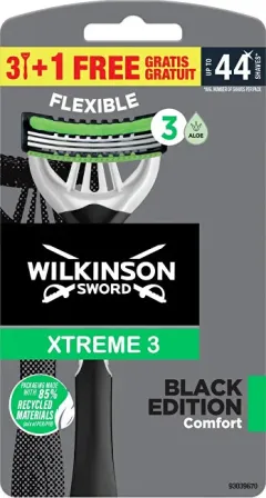 Wilkinson Sword Disposable razor for men Xtreme 3 Black Edition Comfort 3+1 pc thumbnail 1