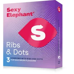 Sexy Elephant Ribs & Dots ribbed condoms - 12 ks thumbnail 1