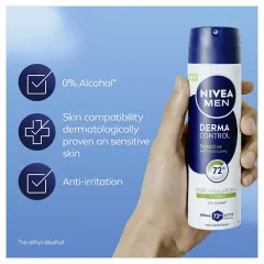 Nivea Antiperspirant spray for sensitive skin Men Derma Control Sensitive (Antiperspirant) 150 ml thumbnail 6
