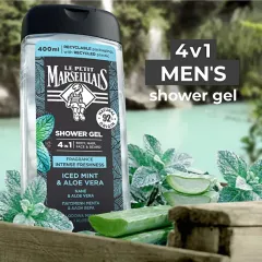 Le Petit Marseillais Shower gel for body, face, hair and beard Iced Mint and Aloe Vera 400 ml thumbnail 2