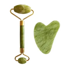 Palsar 7 Massage roller and plate Guasha green xiuyan jadeite ( Light Green Xiuyan Jade Roller & Gua Sha Set) thumbnail 1