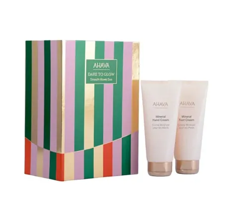 Dare To Glow Set Ahava:  Dead Sea Water, Hydration, Hand Cream, 100 ml + Mineral, Nourishing, Foot Cream, 100 ml