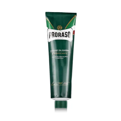 Green shaving soap in a tube