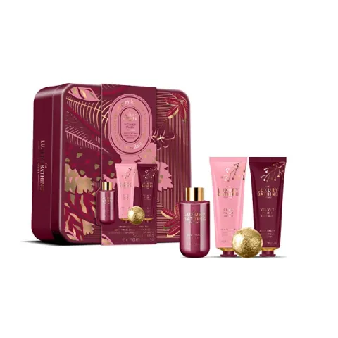 Velvet Plum &amp; Soft Suede 4-Piece Body Care Gift Set in Tin
