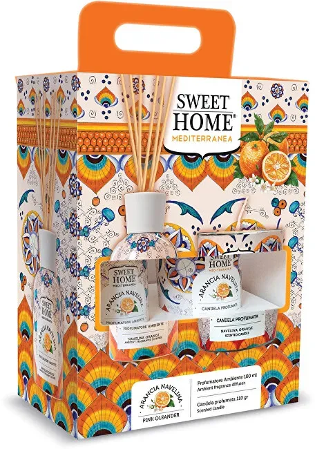 Gift set of aroma diffuser with candle Navelina Orange